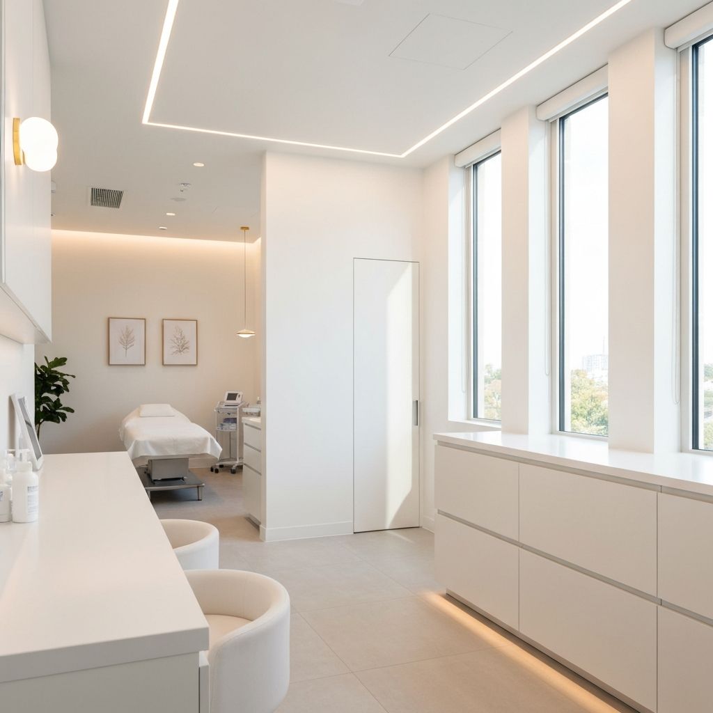 Interior of a premium luxury aesthetic clinic with modern minimalist design
